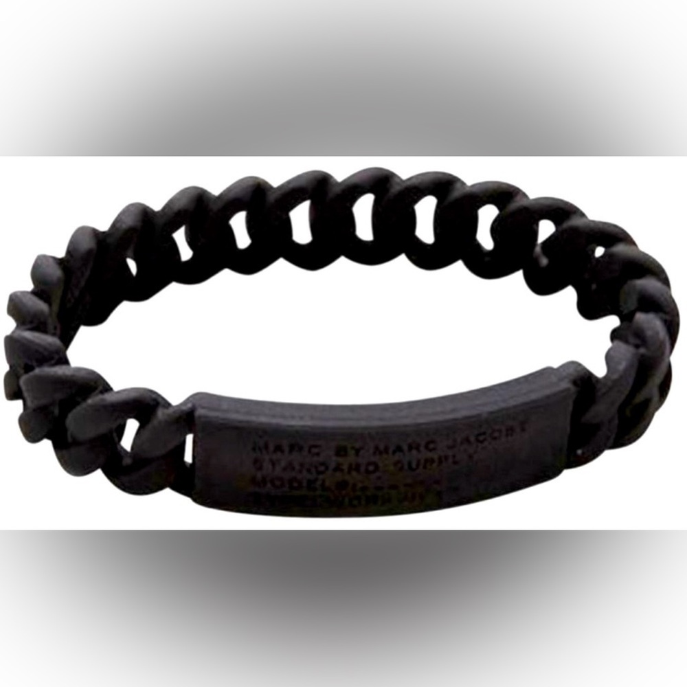 Marc By Marc Jacobs Black Silicone Stretchy Braided Bracelet
